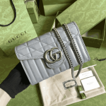 Gucci GG Marmont Mini Matelassé Shoulder Bag Grey - Image 3