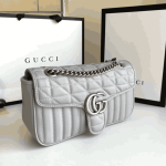 Gucci GG Marmont Mini Shoulder Bag Grey Matelassé Leather - Image 3