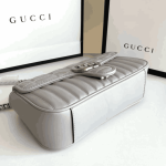 Gucci GG Marmont Mini Shoulder Bag Grey Matelassé Leather - Image 4