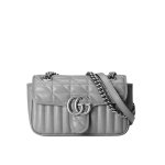 Gucci GG Marmont Mini Shoulder Bag Grey Matelassé Leather