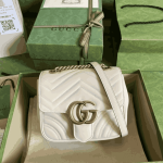 Gucci GG Marmont Mini Square Shoulder Bag White Leather - Image 3
