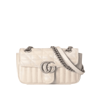 Gucci GG Marmont Mini Shoulder Bag White Matelassé Leather 23cm