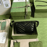 Gucci GG Marmont Monochrome Chain Belt Bag Black Leather - Image 9