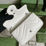 Gucci GG Marmont Monochrome Chain Belt Bag White Leather - Image 7