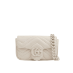 Gucci GG Marmont Monochrome Chain Belt Bag White Leather - Image 8