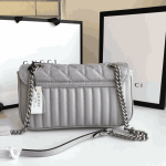 Gucci GG Marmont Mini Shoulder Bag Grey Matelassé Leather - Image 5
