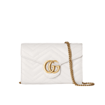 Gucci GG Marmont Wallet on Chain White Matelassé Leather