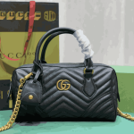 Gucci GG Marmont Small Top Handle Bag Black Leather - Image 9