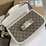 Gucci Horsebit 1955 Shoulder Bag Beige White GG Canvas - Image 6