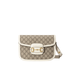 Gucci Horsebit 1955 Shoulder Bag Beige White GG Canvas