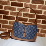 Gucci Jackie 1961 Small Shoulder Bag Blue Denim Brown Leather - Image 2
