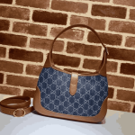 Gucci Jackie 1961 Small Shoulder Bag Blue Denim Brown Leather - Image 3