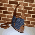 Gucci Jackie 1961 Small Shoulder Bag Blue Denim Brown Leather - Image 4