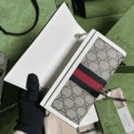 Gucci Jackie Chain Wallet Beige GG Supreme Canvas - Image 5