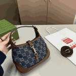 Gucci Jackie Mini Shoulder Bag Blue Denim Canvas - Image 3