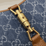 Gucci Jackie 1961 Small Shoulder Bag Blue Denim Brown Leather - Image 9