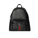 Gucci Ophidia Medium Black Leather Backpack with Zip Pockets