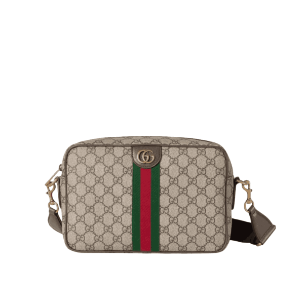 Gucci Ophidia Medium Crossbody Bag Beige and Dark Brown
