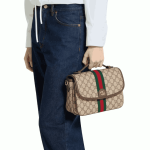 Gucci Ophidia Medium Structured Handbag Beige & Brown - Image 4