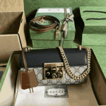 Gucci Padlock Shoulder Bag Black Brown GG Canvas - Image 3