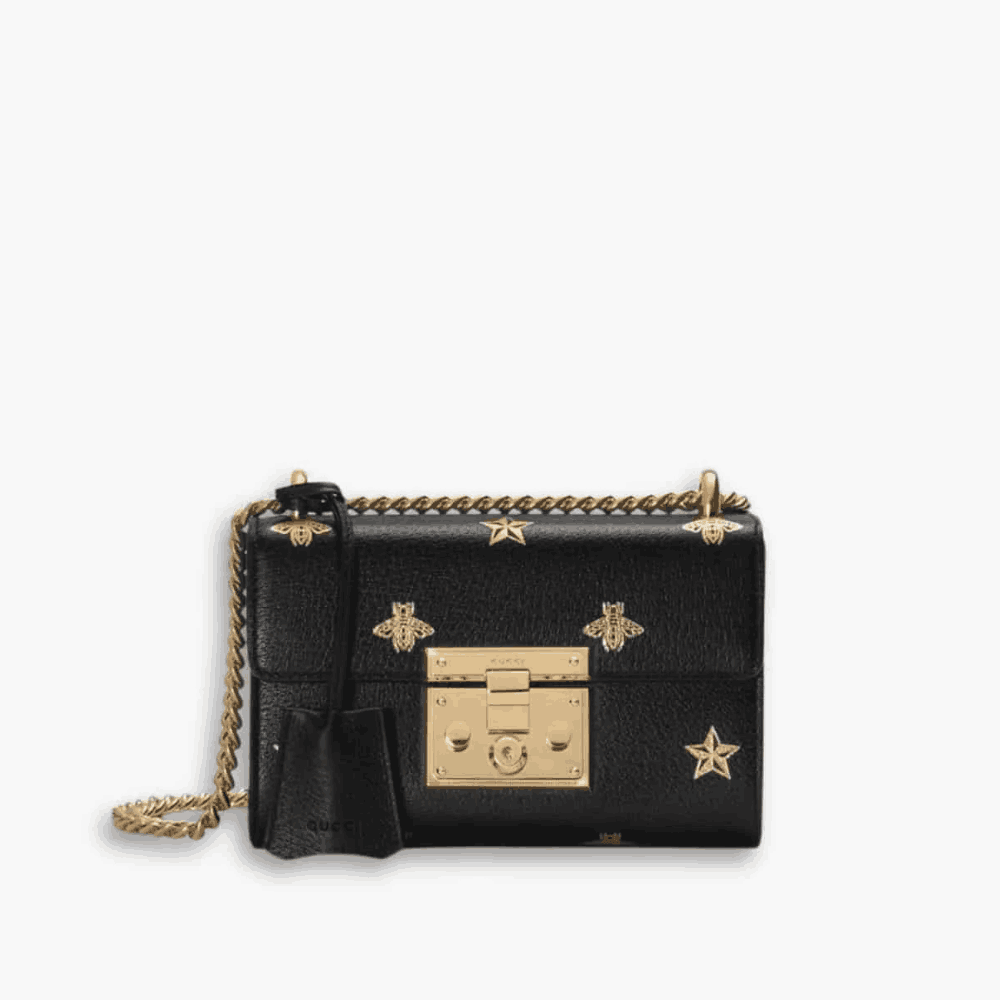 Gucci Padlock Bee Star Shoulder Bag Black Leather Gucci Padlock Bee Star Shoulder Bag Black Leather - Image 1