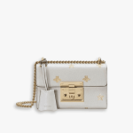 Gucci Padlock Bee Star Shoulder Bag White Leather