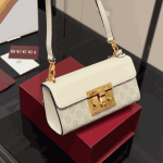 Gucci Padlock Shoulder Bag White Canvas Leather Trim - Image 8