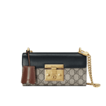 Gucci Padlock Shoulder Bag Black Brown GG Canvas