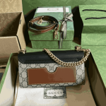 Gucci Padlock Shoulder Bag Black Brown GG Canvas - Image 7
