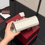 Gucci Padlock Shoulder Bag White Canvas Leather Trim - Image 3