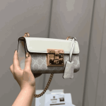 Gucci Padlock Shoulder Bag White Canvas Leather Trim - Image 4