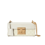 Gucci Padlock Shoulder Bag White Canvas Leather Trim