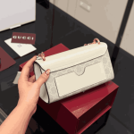 Gucci Padlock Shoulder Bag White Canvas Leather Trim - Image 5
