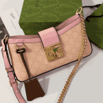Gucci Padlock Small Shoulder Bag GG Pink Canvas - Image 5
