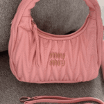 Miu Miu Wander Matelassé Leather Hobo Bag Pink - Image 2