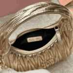 Miu Miu Wander Matelassé Leather Hobo Bag Pyrite - Image 6