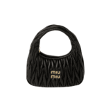 Miu Miu Wander Matelasse Hobo Black Bag