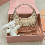 Miu Miu Wander Matelassé Leather Hobo Bag Pyrite - Image 7