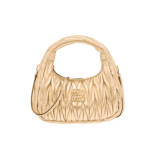 Miu Miu Wander Matelassé Leather Hobo Bag Pyrite