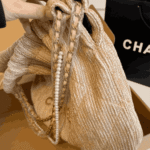 Chanel 22 Straw Handbag Gold-Tone Metal - Image 2