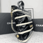 Chanel 22 Shiny Leather Backpack Black & White - Image 3