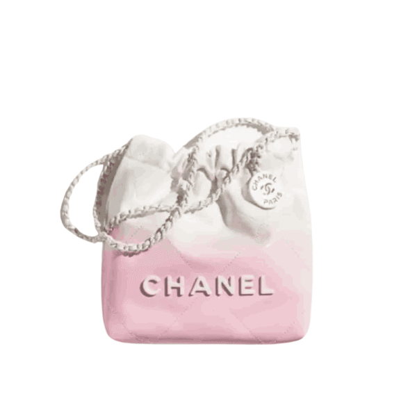 Chanel 22 Mini Patent Gradient Leather Handbag White & Pink