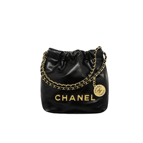 Chanel 22 Mini Shiny Leather Handbag Black