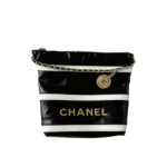 Chanel 22 Mini Shiny Leather Handbag Black & White