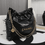 Chanel 22 Shiny Leather Handbag Black - Image 3