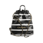 Chanel 22 Shiny Leather Backpack Black & White