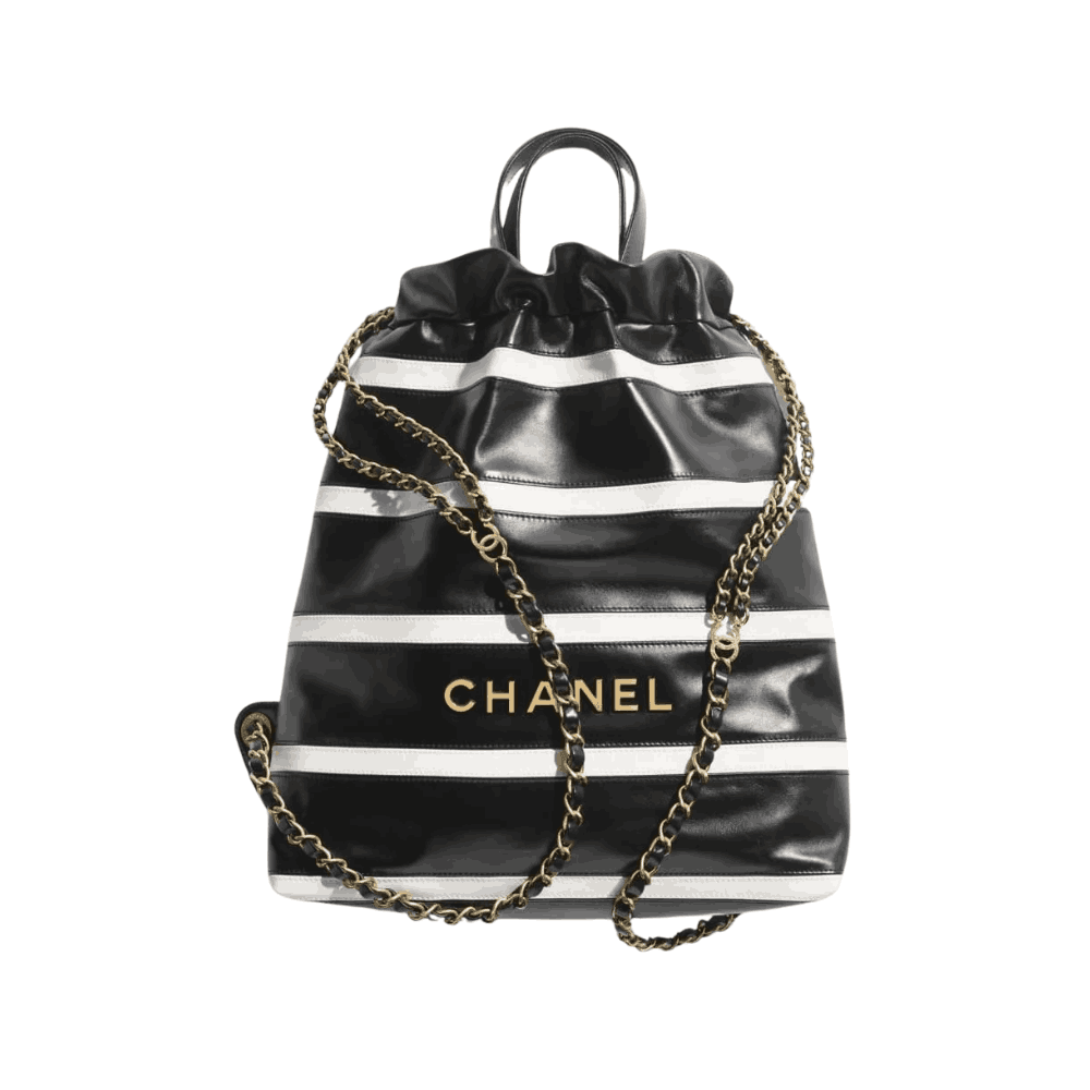 Chanel 22 Shiny Leather Backpack Black & White Chanel 22 Shiny Leather Backpack Black & White - Image 1
