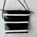 Chanel 22 Mini Shiny Leather Handbag Black & White - Image 4