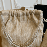 Chanel 22 Straw Handbag Gold-Tone Metal - Image 4