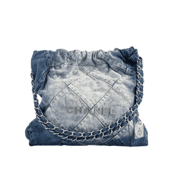 Chanel 22 Washed Denim Handbag Blue